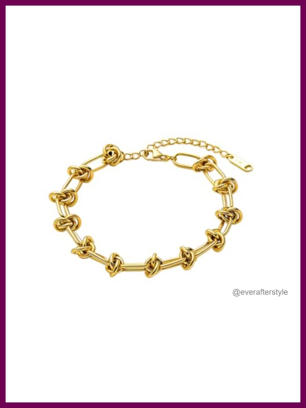 Gold Plated Stainless Steel Knot Link Bracelet Adjustable Wrist Jewelry